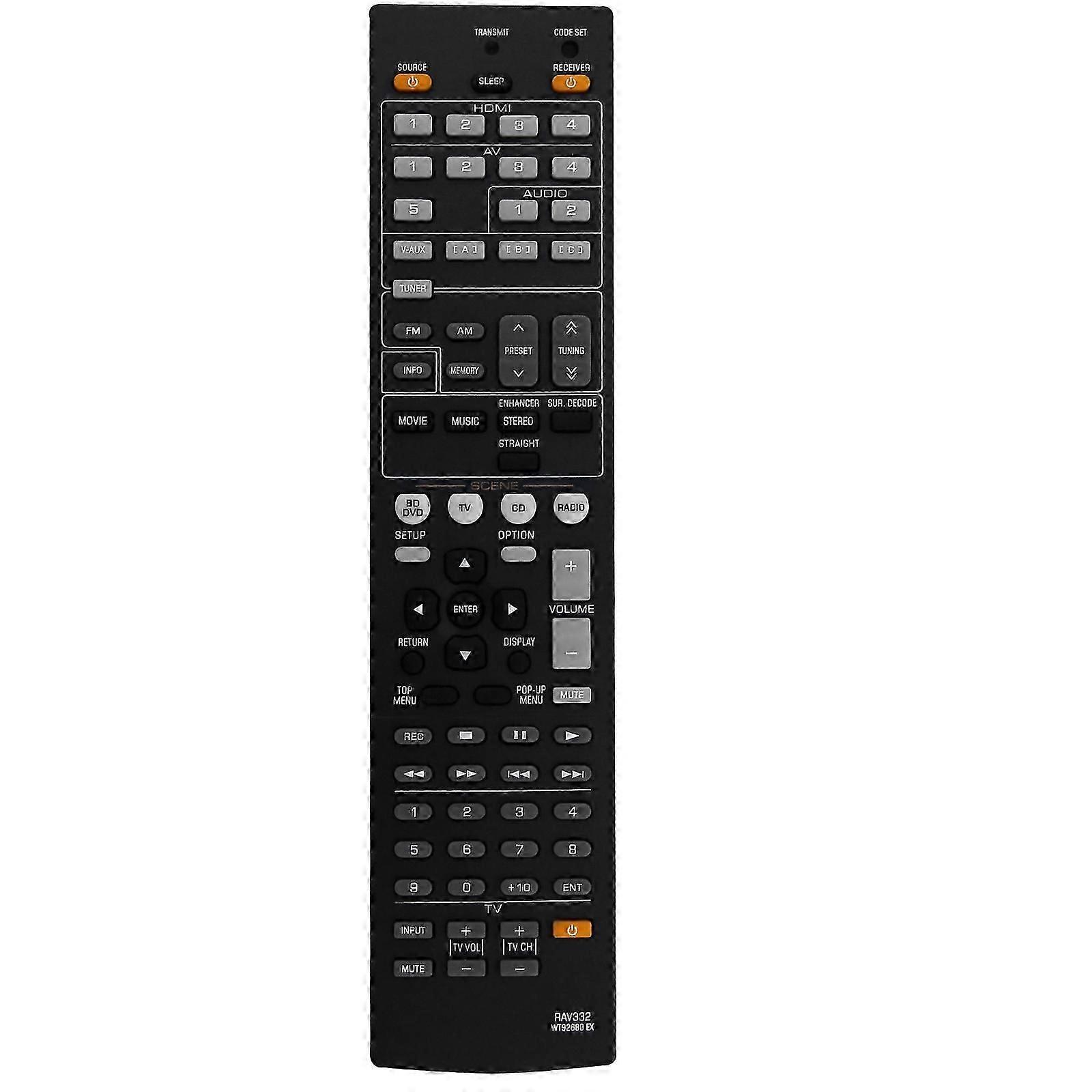 RAV332-WT92680EX Replace Remote Control for YHT493 RXV367 RXV367BL AV Receiver