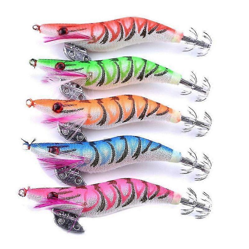 Lebanghui 10pcs Hard Bait Luminous Squid Jig Sea Artificial Fishing Lures Shrimp Bait Fishing Tool
