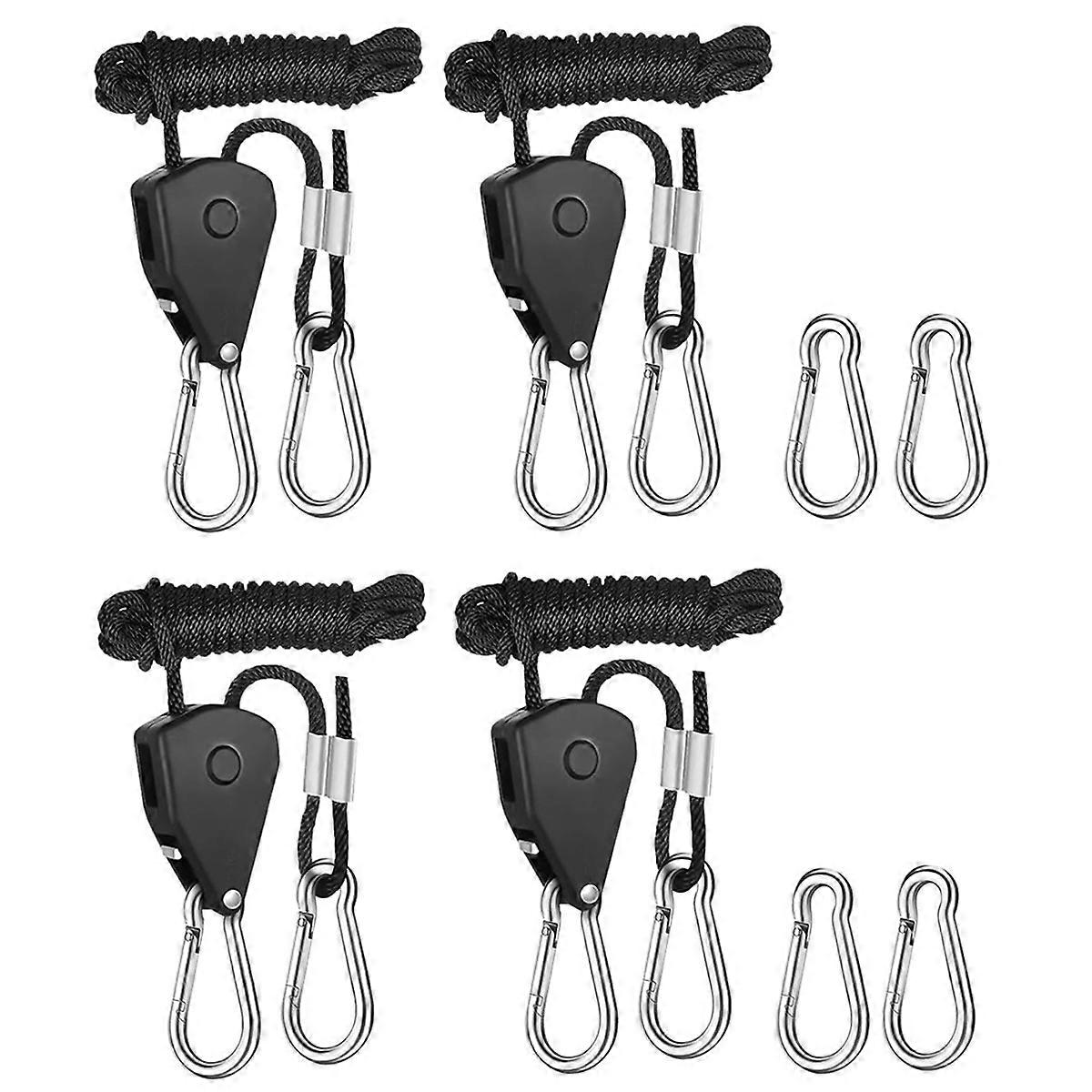 Paket med 4 spärrhängare, justerbar rephängare, spärrrep, dragspärrkrok, justerbar repkrok, 2M, 1/8 tum
