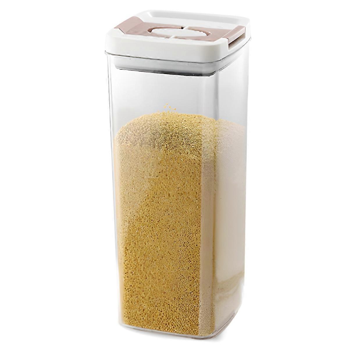 Sealed Plastic Jar with Lid Transparent Square Sealed Storage Jar Quick Pull Lid Design Kitchen Foo