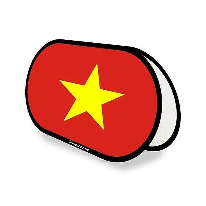 Oval Flag - Vietnam - 70 x 120 cm - Polyester - Double-sided Print - Foldable Retractable