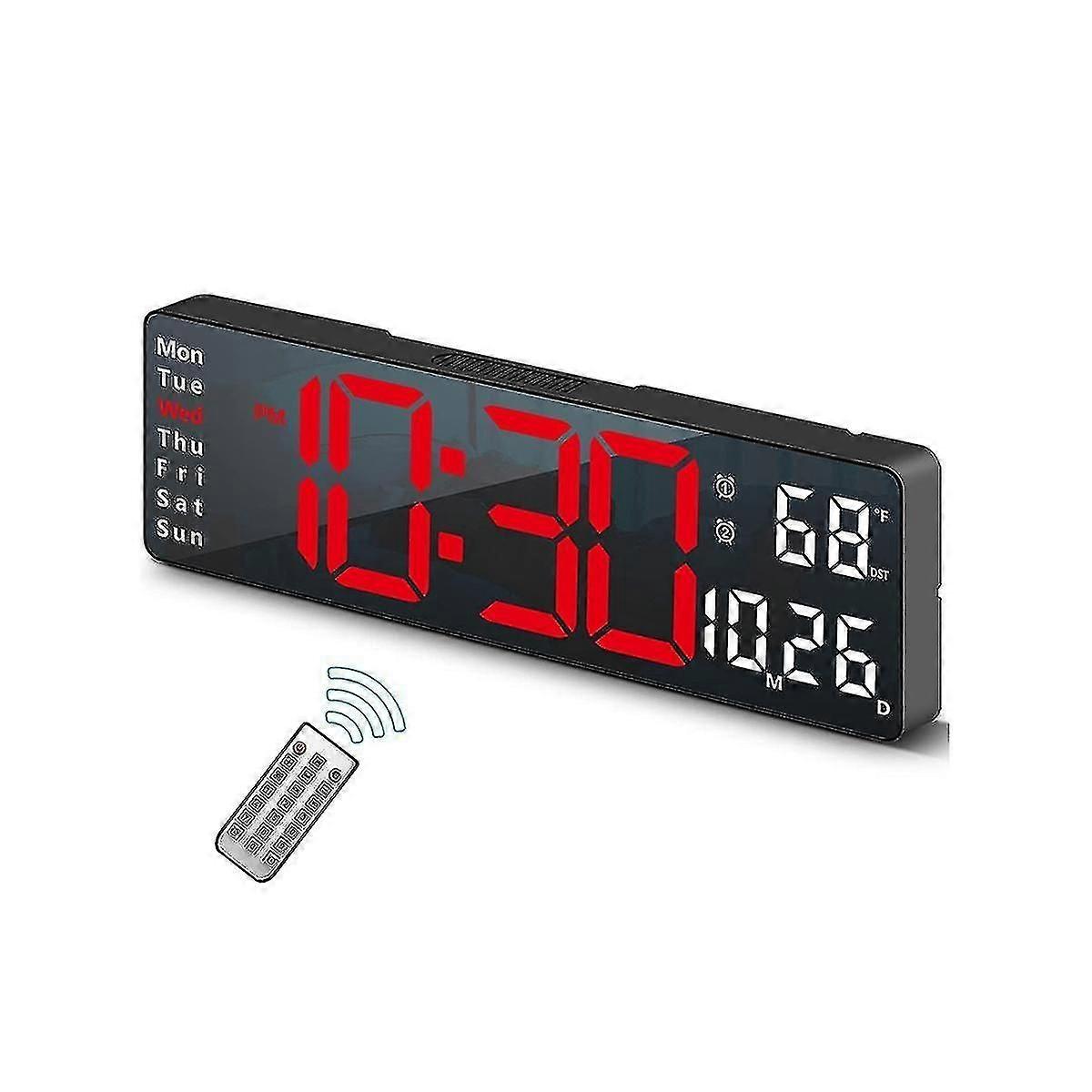13inch Display Led Digital Wall Clock Remote Control Table Alarm Clock Data Week Timer Automatic Di
