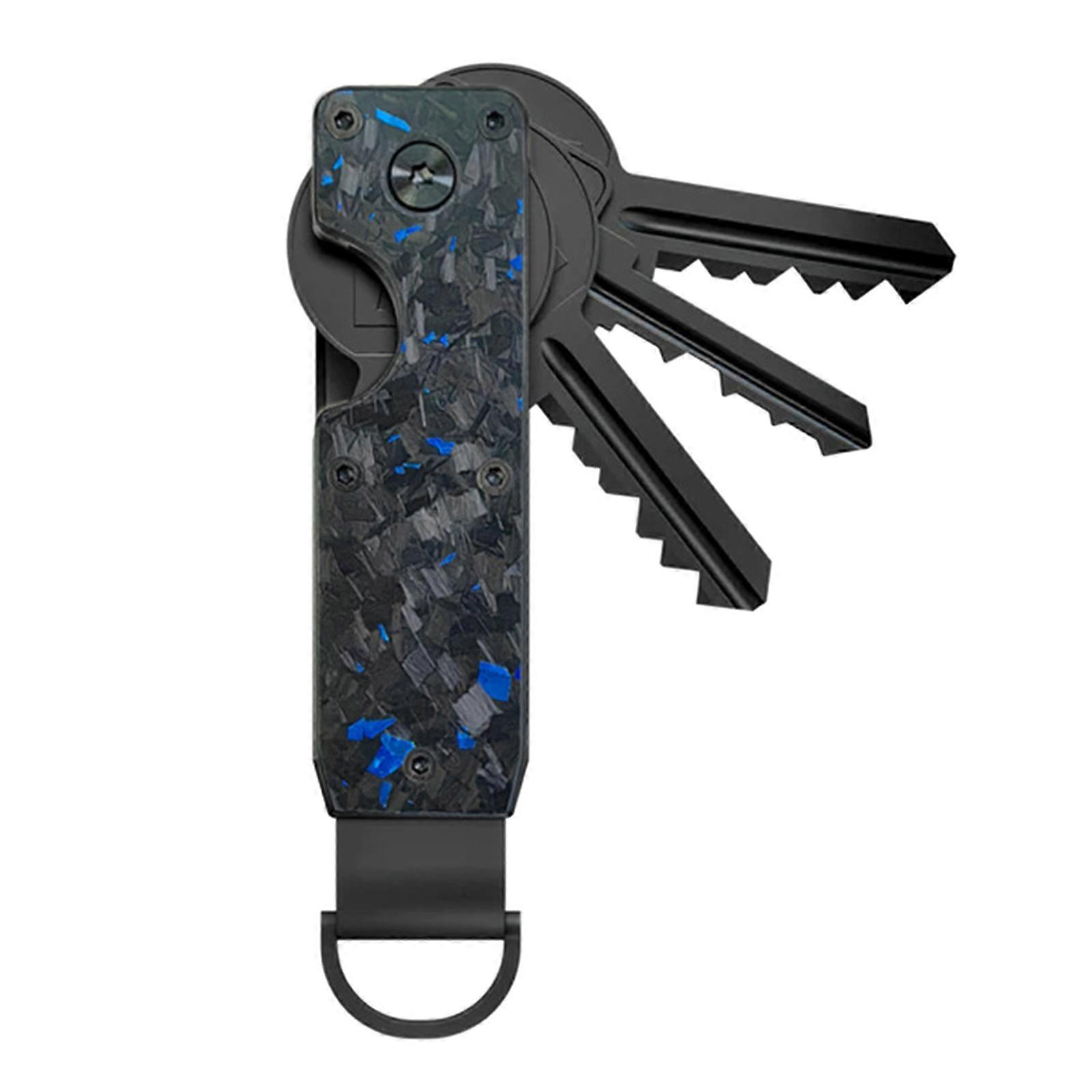 Key Organisers Compact Key Holder Metal Key Case Up to 6 Keys Practical Key Pocket Key Rings for Keychain Secures blue forged carbon