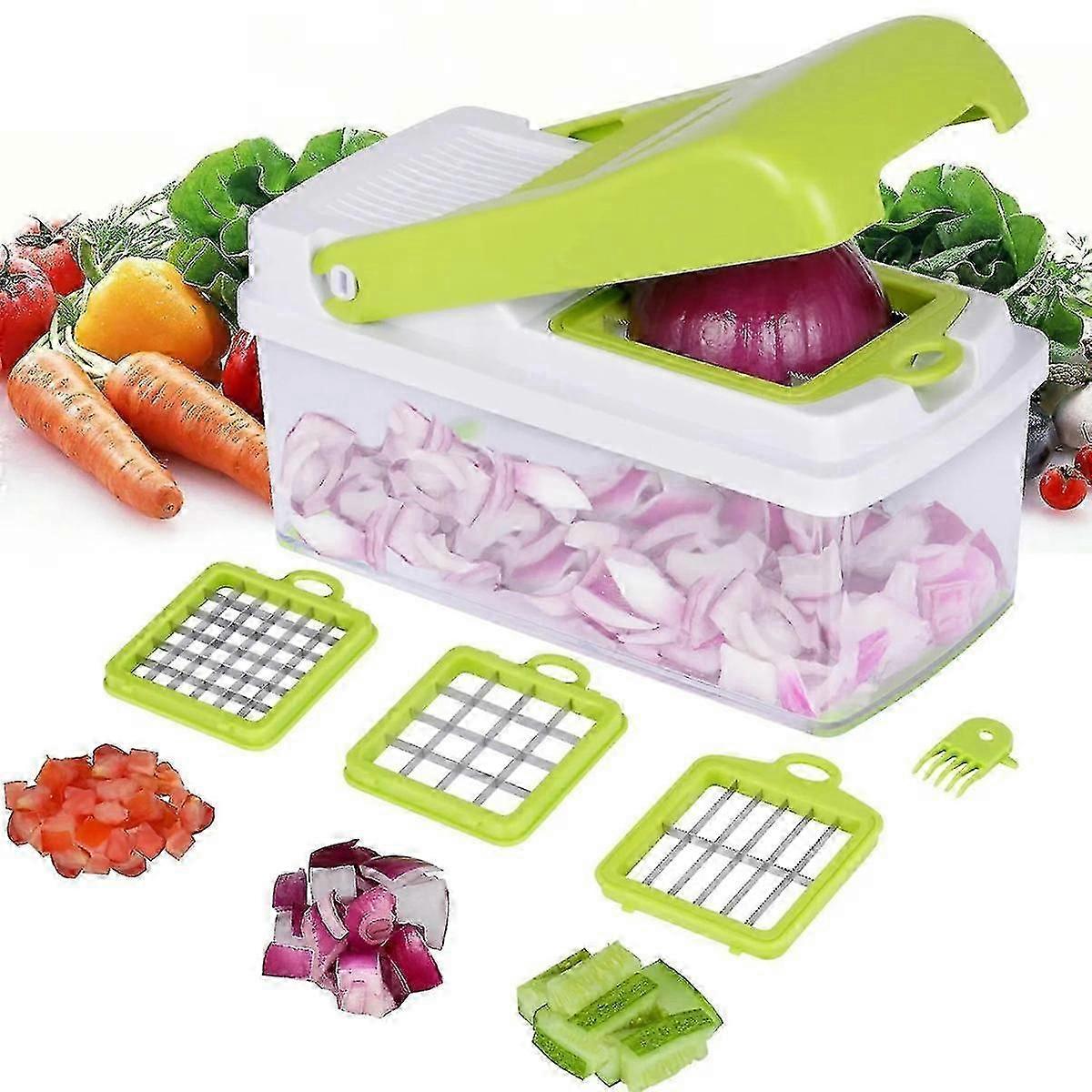Vegetable Chopper,food Slicer Dicer 3 Interchangeable Blades With Food Container - Ya01