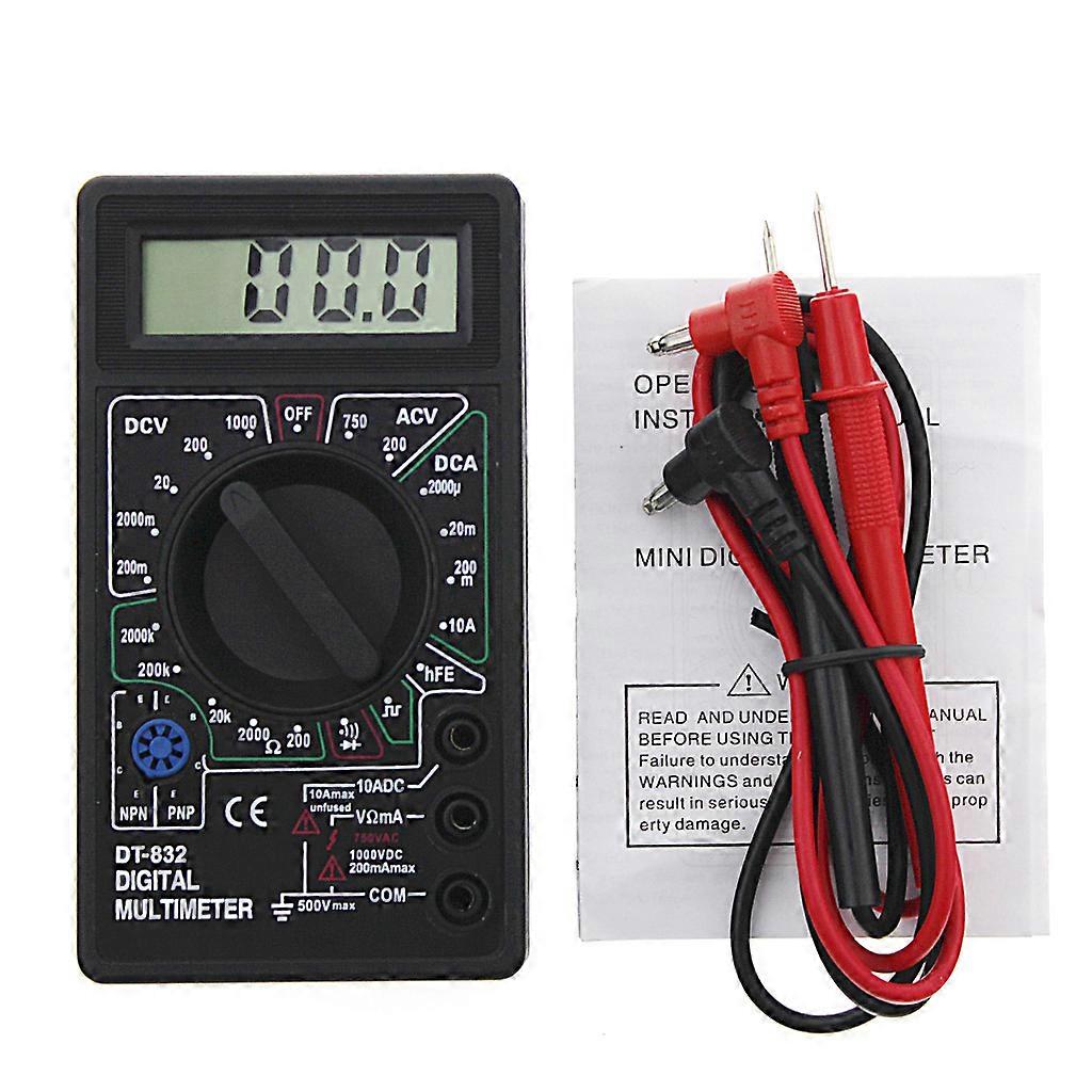 Professional DT832 Digital Multimeter LCD for DC AC Voltmeter Ammeter Ohm Tester  Black