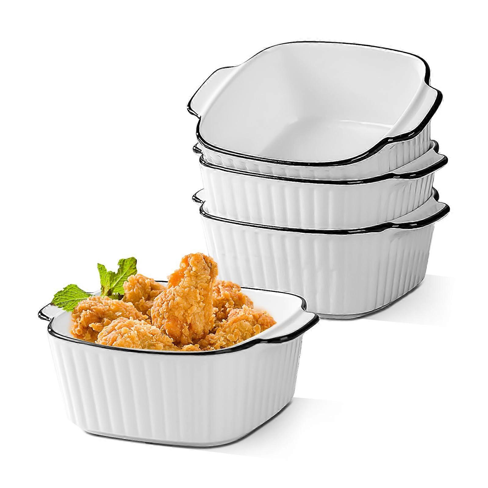 Keramik-Auflaufform, 4er-Set Weiße Lasagneform zum Backen, backofen- und mikrowellengeeignet