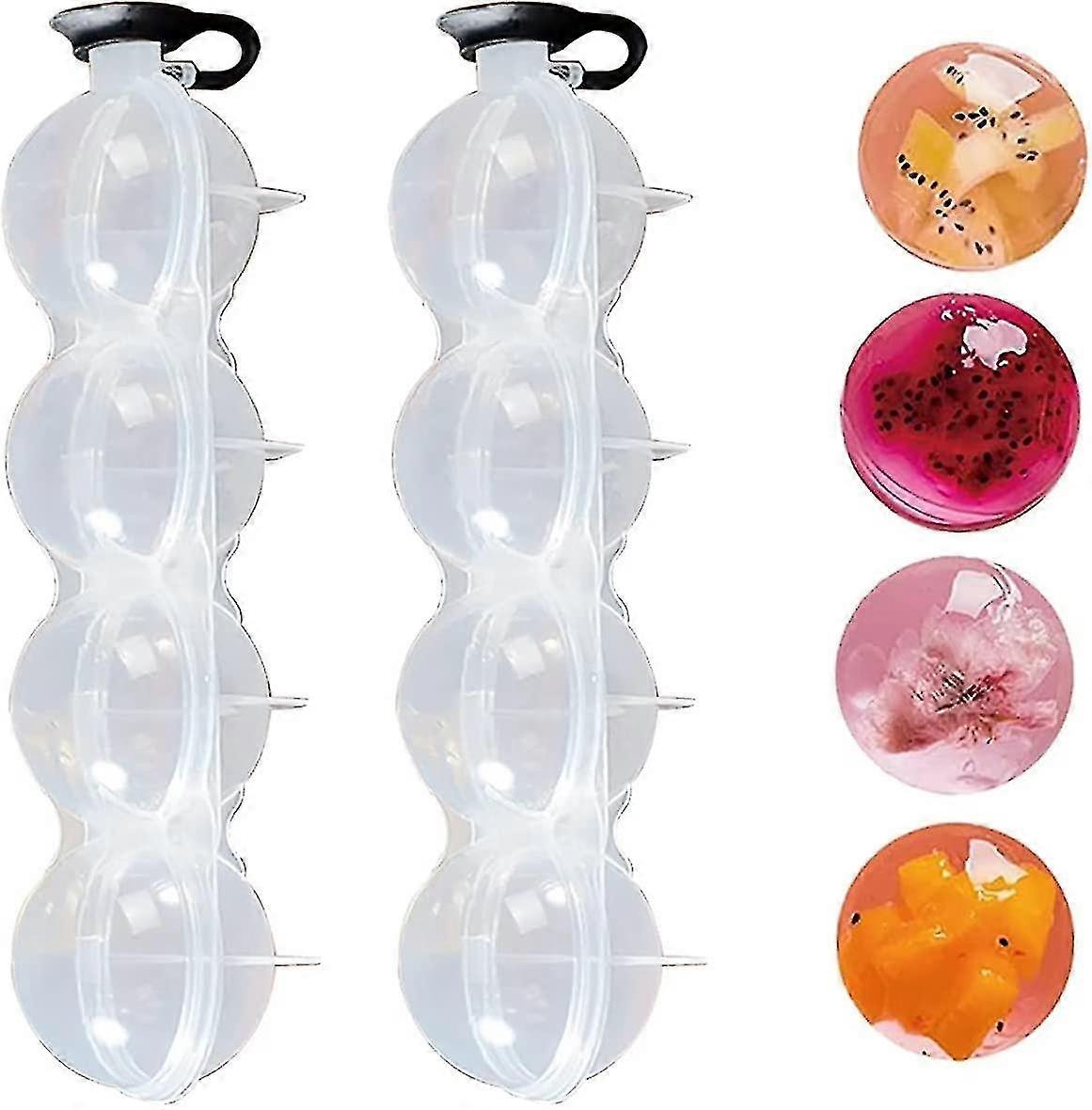 ウイスキーカクテル用2個アイスボールモールド ラウンドスフィアトレイメーカー ホワイト