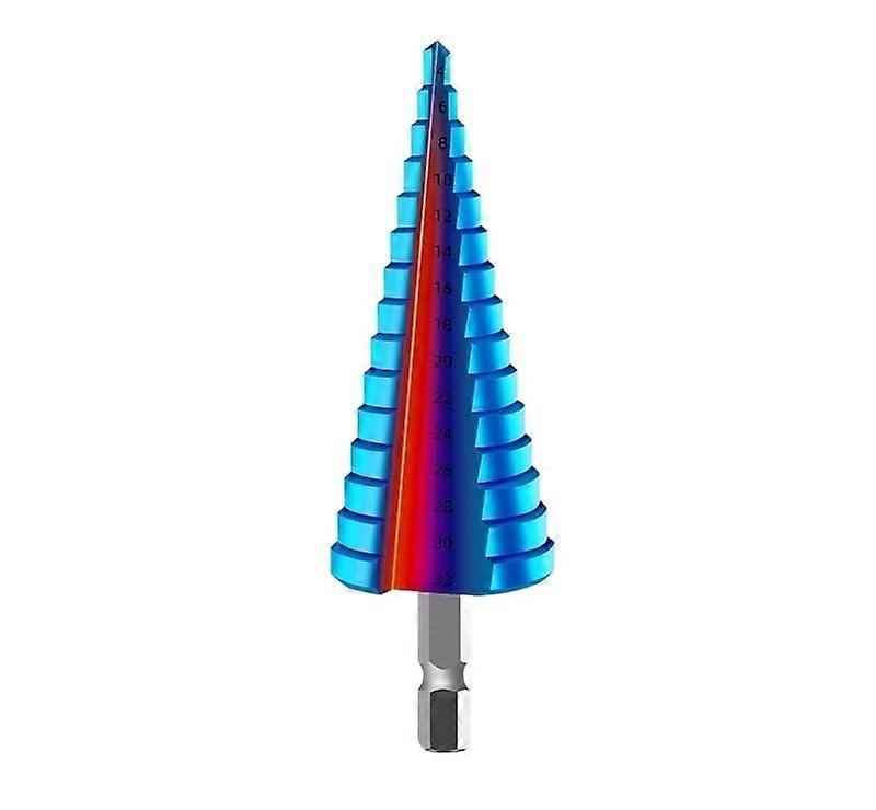 Metal drill bit, spiral flute step drill bit, HSS metal core drill bit, 1/4 hex shank, blue coated