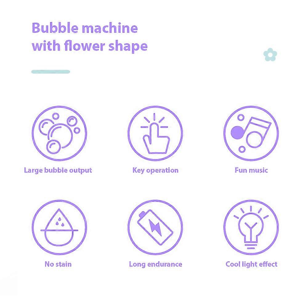 Bubble Machine with Sound Lamp Vertical Bubble Maker for Birthday Outdoor Wedding Christmas Party Rechargeable Sunflower Shaped Automatic Bubble Mach