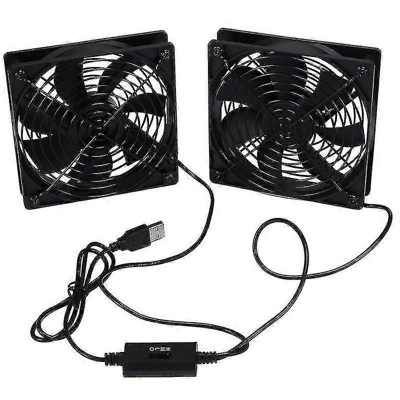 Dual 120mm 5V USB High Airflow Cooling Fans with Adjustable Speed Controller for PC and Router