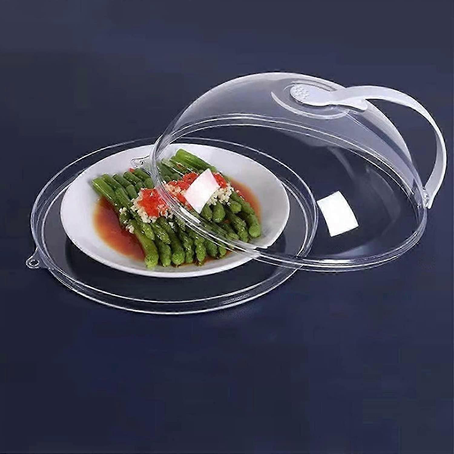 KATEA Microwave Splatter Food Cover with Tray,Clear Like Glass Microwave Splash Guard Cooker lid,Dish bowl Plate Serving Cover with Steam Vent,BPA-Fre