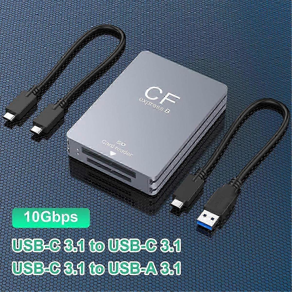 2 in 1 CFexpress Type B SD Card Reader CFexpress Reader USB 3.2 10Gbps Dual-Slot with /A Cable for
