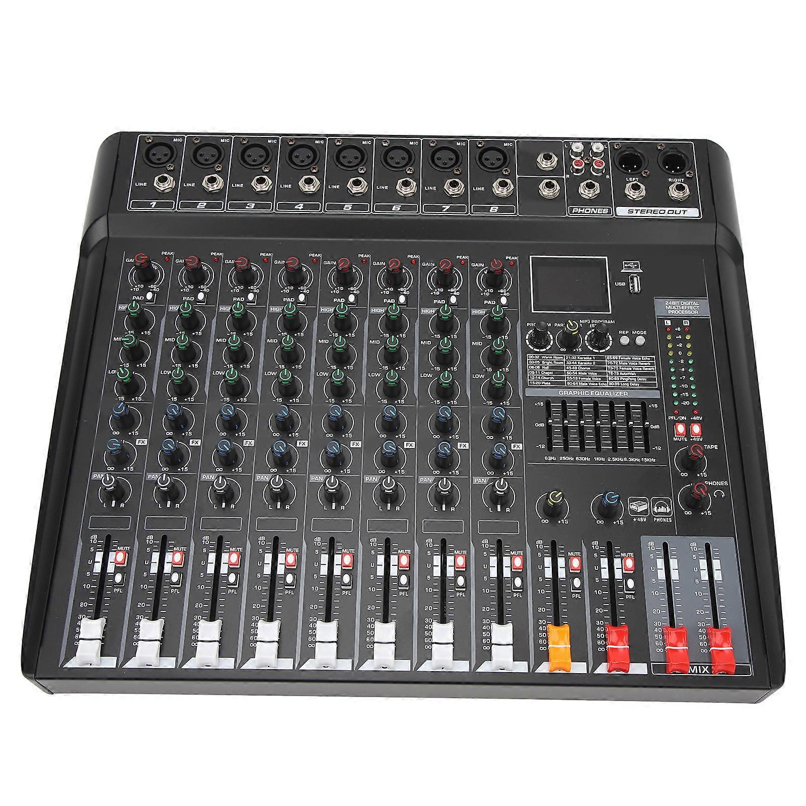 RS8 8-Channel Bluetooth Sound Mixer with 99 Effects, Metal