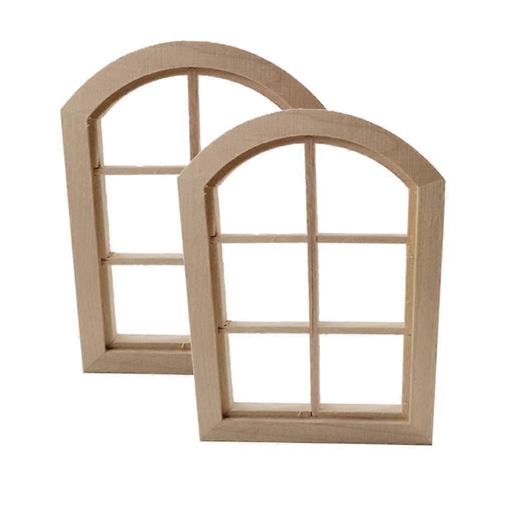 2x 1/12 Dollhouse 6-pane Windows Frames Model Unpainted Mini House DIY