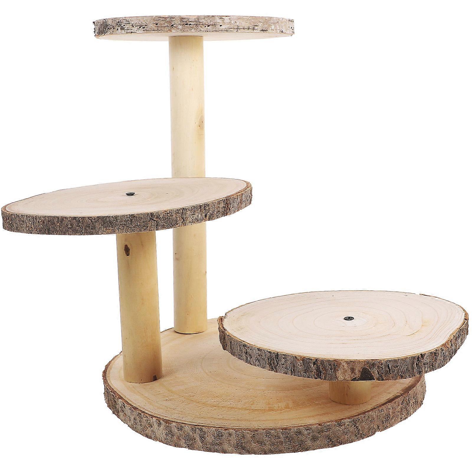 Multi Tiered Wooden Cake Display Stand for Desserts – Rustic Tiered Organizer for Weddings, Garden, Balcony & Desktop Use