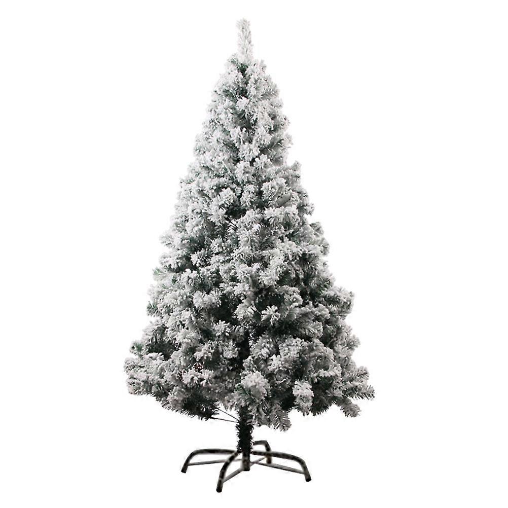 White Artificial Flocked Christmas Tree with Dense Branches and Base – Realistic Xmas Ornament for Indoor Outdoor Home Decoration