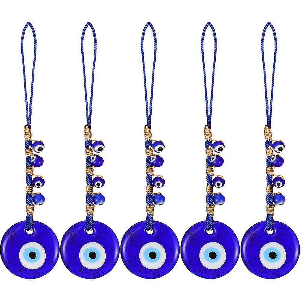 Evil Eye Hanging Ornaments Car Rear View Mirror Accessory Blocking Sturdy Material Round 5Pcs