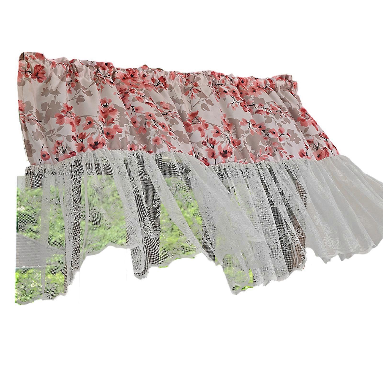 וילון תחרה אלגנטי למחצה שקוף לחלון כיסוי חלון מיידי שדרוג עיצוב חדר 140 90 ס"מ פרחים ופרחים