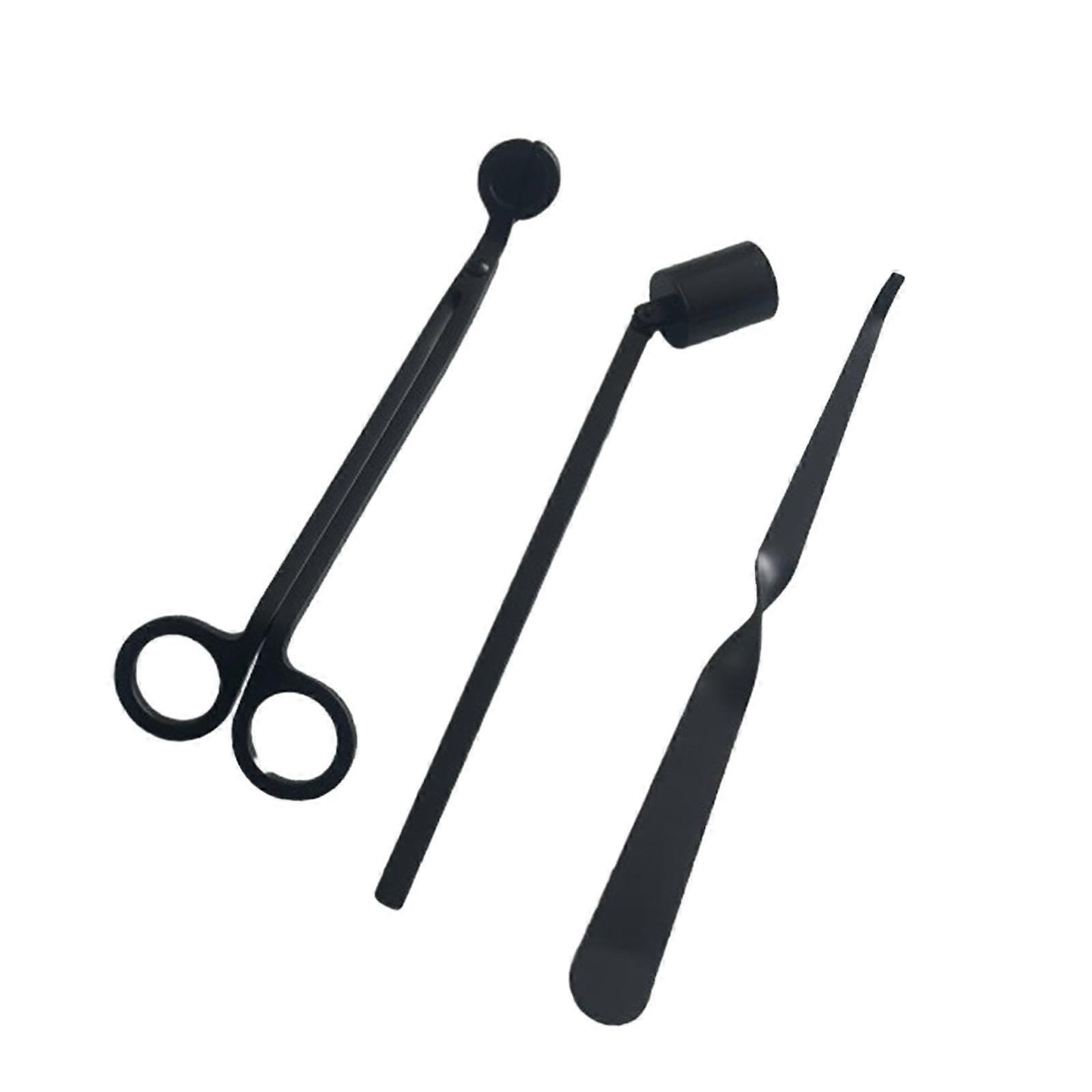 Candle Wick Cutter Set, 3-Piece, Long-Handle Wick Trimmer, Wick Spoon, Black Candle Tools