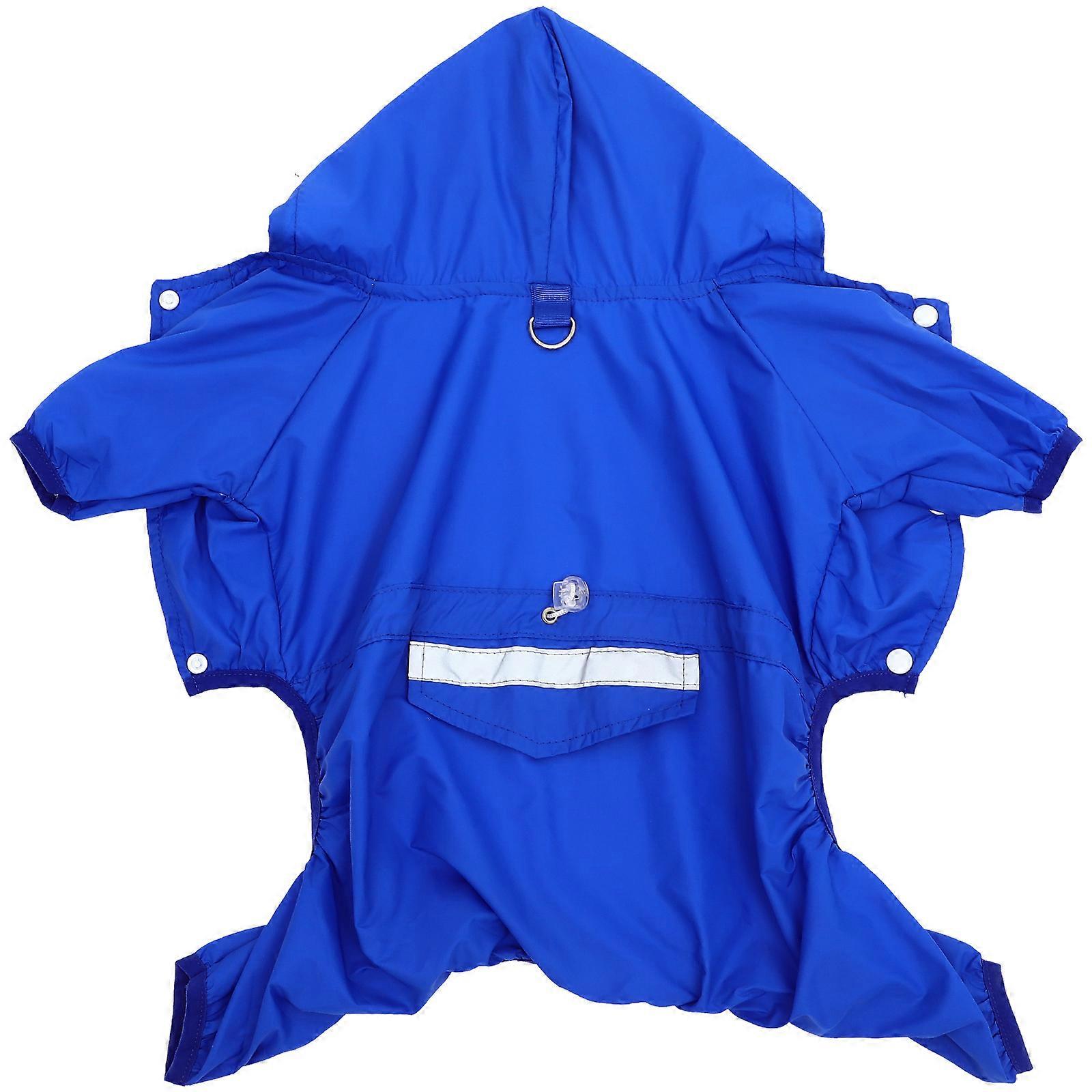 Doggy Raincoat for Small Dogs Water-Proof Jumpsuit Hooded Reflective Prevent Wetness Blue 1Set