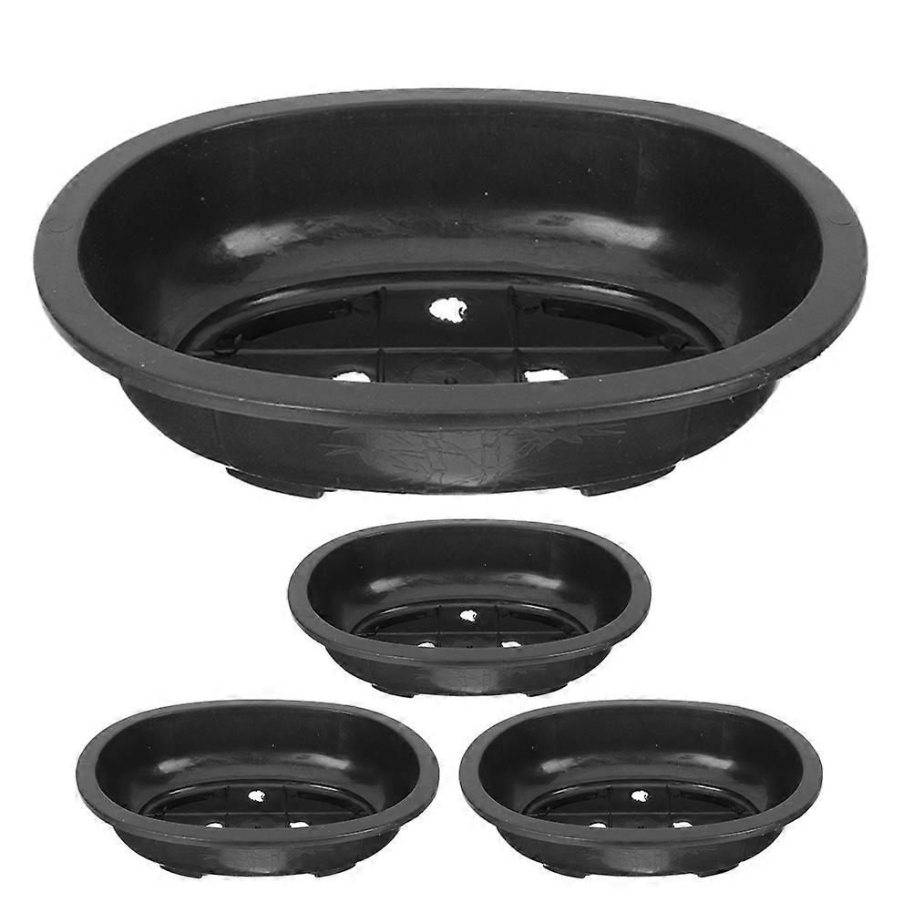 Drainable Plastic Flowerpot Rectangular Planter for Home Gardening 4Pcs