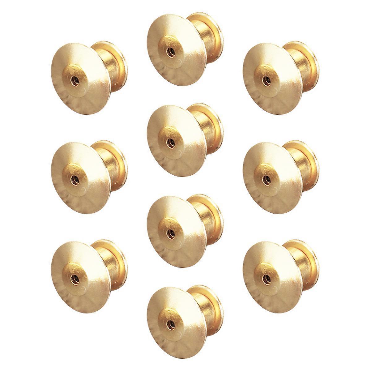 Locking Pin Backings Metal Locking Clasp Pin Keepers for Badges Books Hats Bags Gold 10Pcs