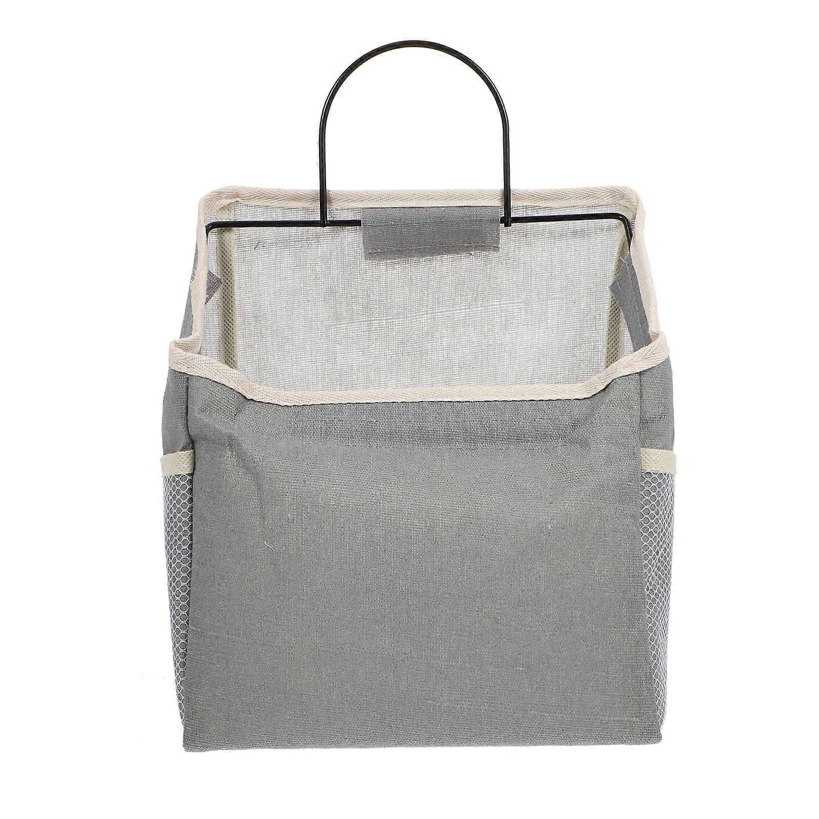 Wall Mounted Storage Bag for Home Made of Cotton Cloth Grey Color Keeps Room Tidy 1 Set