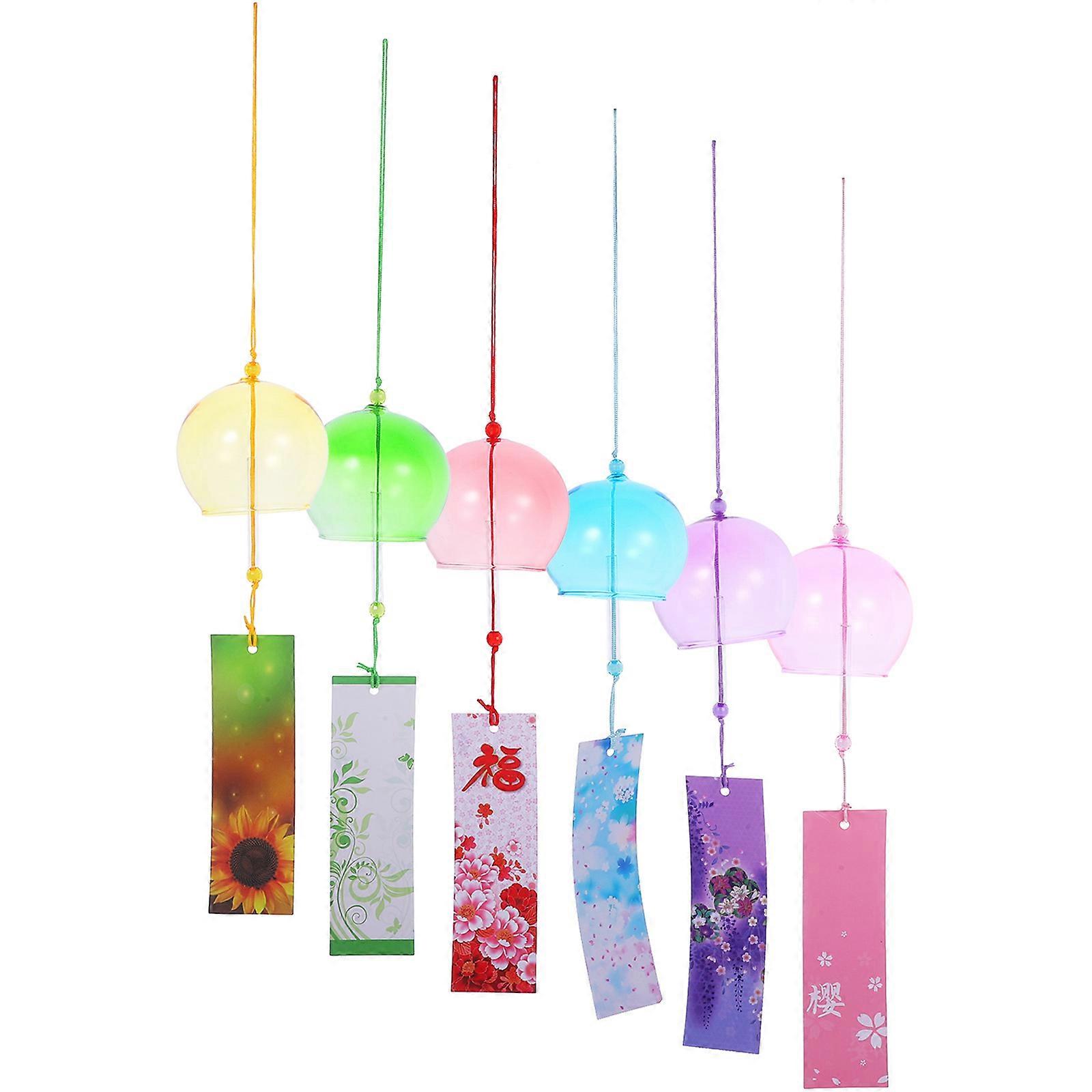 Japanese Glass Wind Bells Colorful For Window 6Pcs