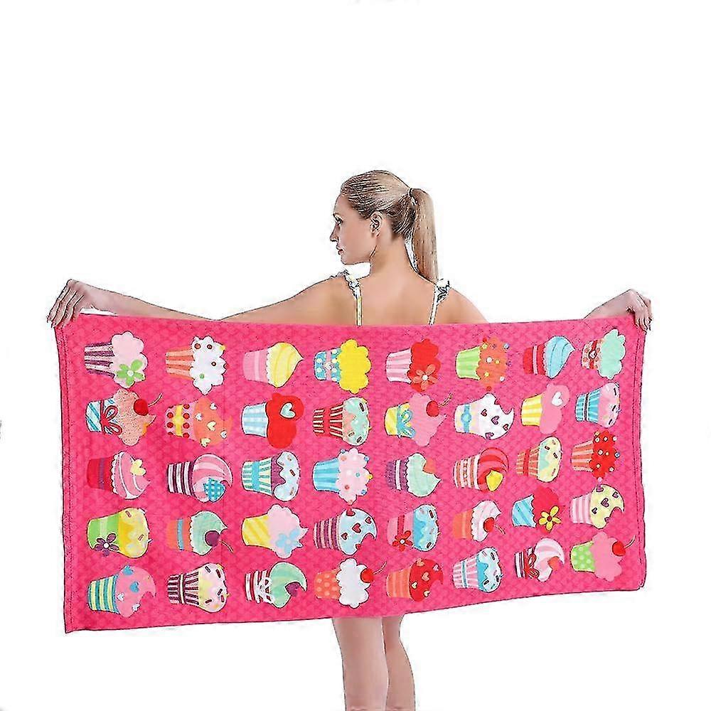 Large Microfiber Beach Towel Set, Soft and Dry, Cute Ice Cream Design, 30 x 60 Inch - Pink Ice Cream, 1 Package