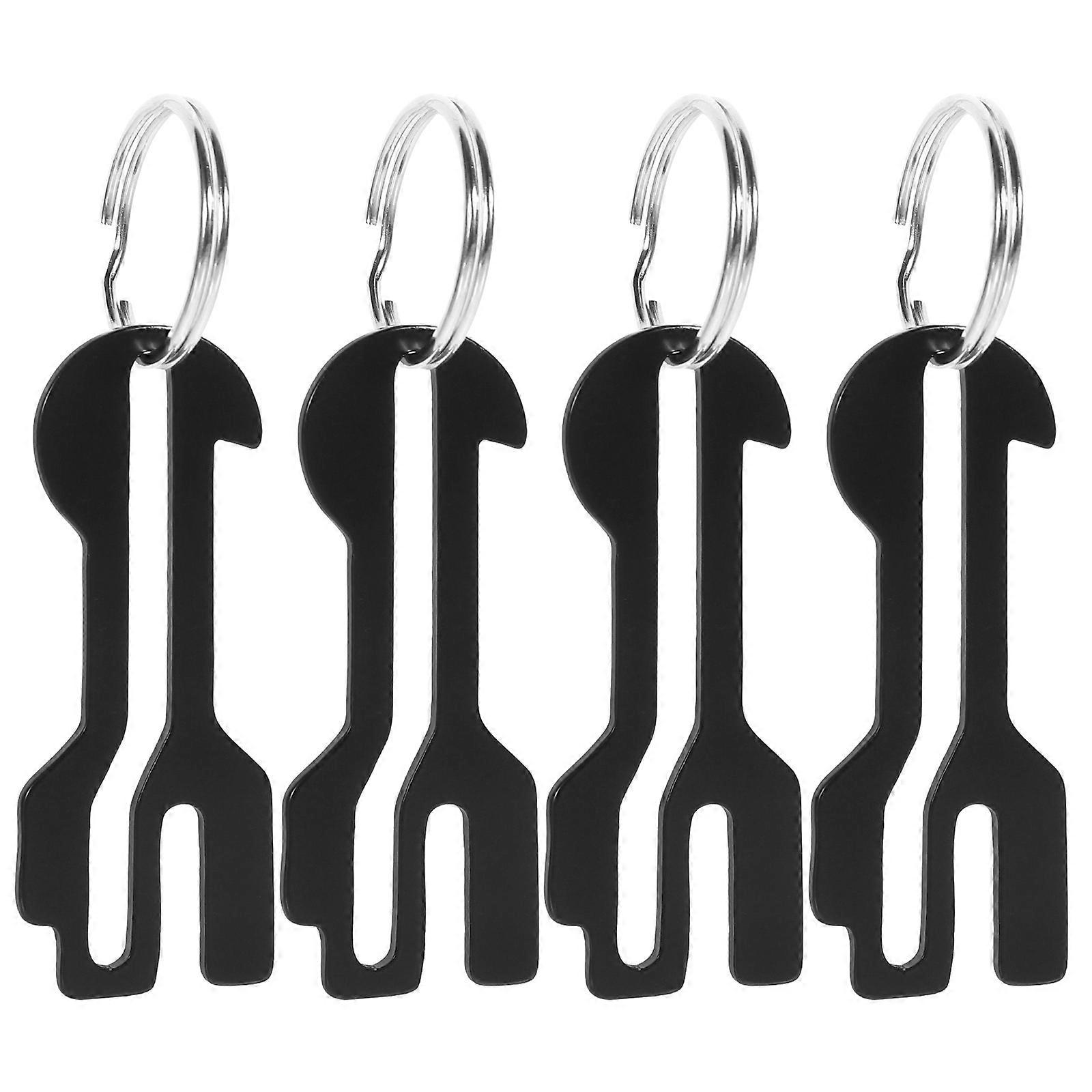 Shopping Trolley Token Keyring Metal Trolley Token General Users 8.00X2.30X0.20CM Supermarket Carts 4Set