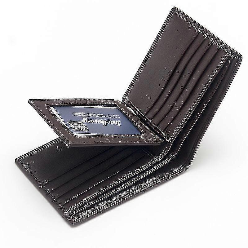 Genuine Leather Men's Wallet - Large Capacity Zipper Pocket for Coins - Stylish Wallet and Card Holder for Young Men
