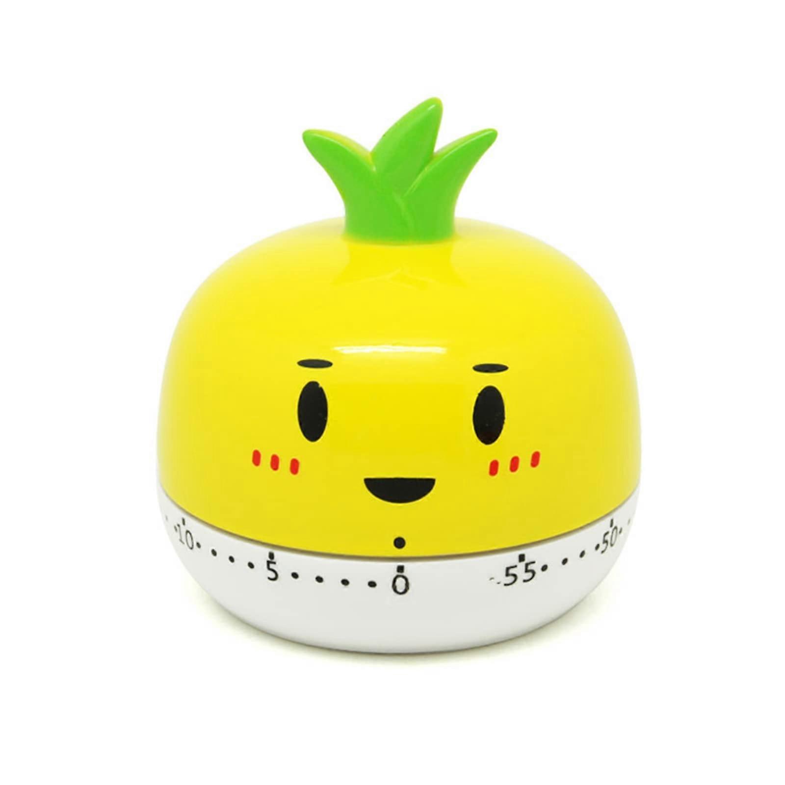 Mechanical Kitchen Timer - Pineapple Cartoon Countdown Timer, 55 Minute Rotating Timer for Home, School, Office, Yellow Color