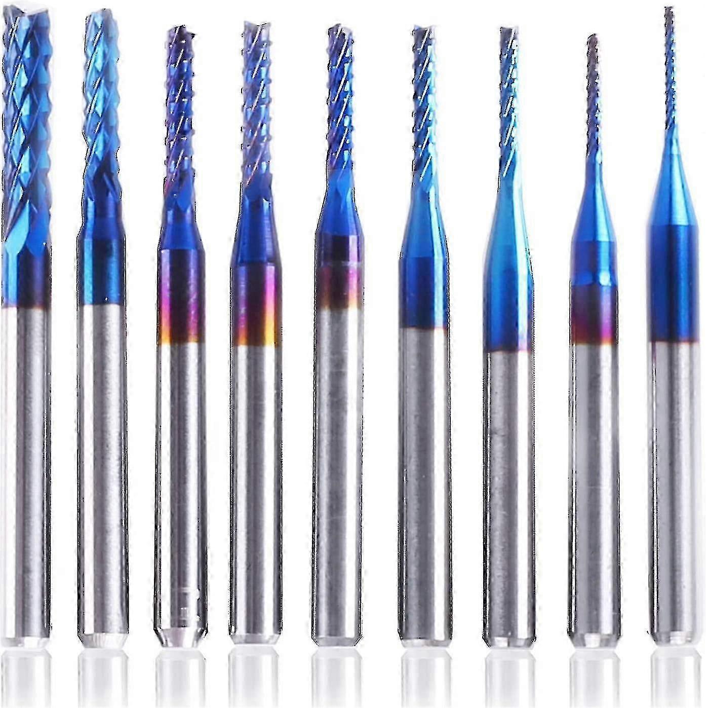 10-piece Nano Blue Coat End Mill Cnc Router With 1/8 "shank