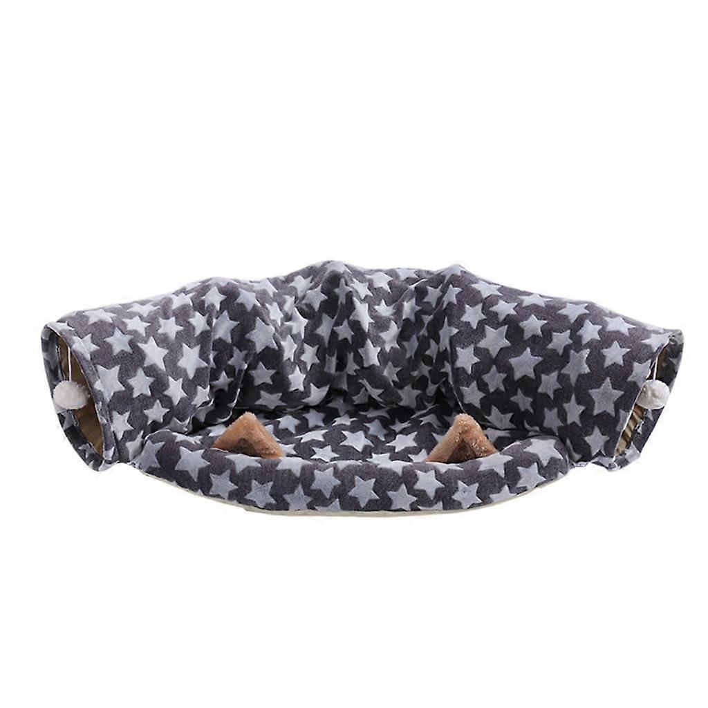 Cat Tunnel Crinkle Toy Play Tunnel for Small Pets, Warm Polyester Hiding Hose with Star and Heart Design, Model 001