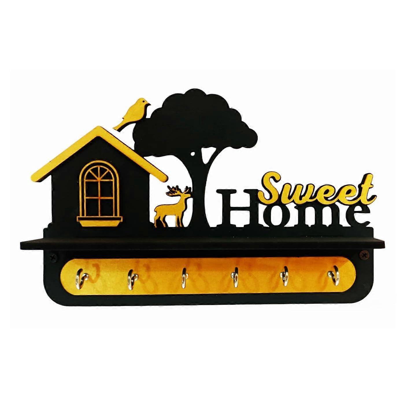 Μοναδική κομψή ξύλινη κλειδοθήκη για διακόσμηση τοίχου με κομψό ανοξείδωτο ατσάλι 6 γάντζους Όμορφος βασικός διοργανωτής για διακόσμηση σπιτιού.