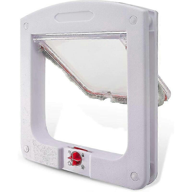Lockable Cat and Small Dog Four-Way Chatire Door with Easy Installation in White Color