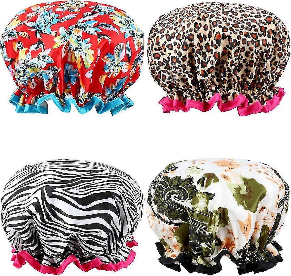 2025 4 PACK Bath Cap Designed for Women Waterproof Double Layer