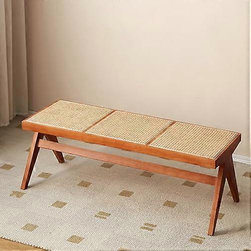 农舍风格木凳,卧室入口长凳,质朴实木餐凳(138CM / 54.3IN)