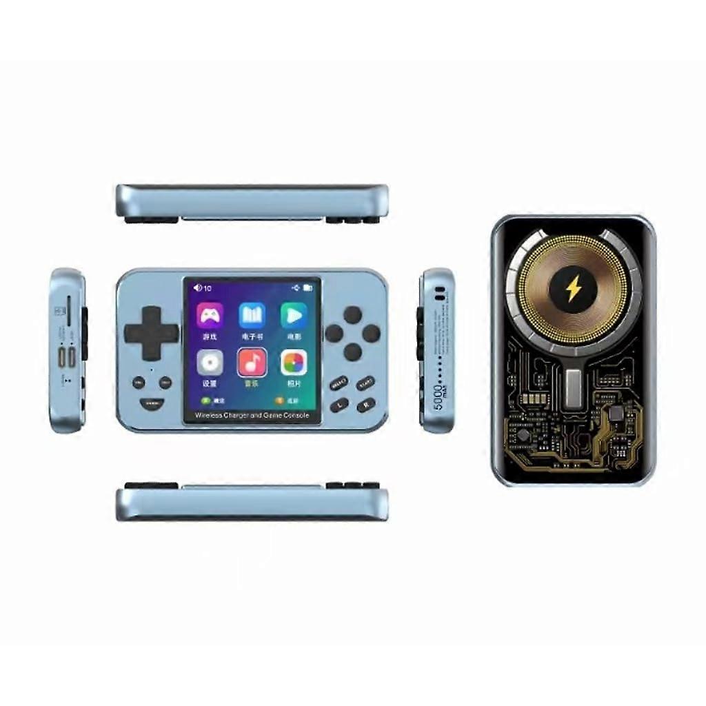 Handheld gaming console, builtin 6000 15W charging for mobile gaming systems with metal casing Blue Bl