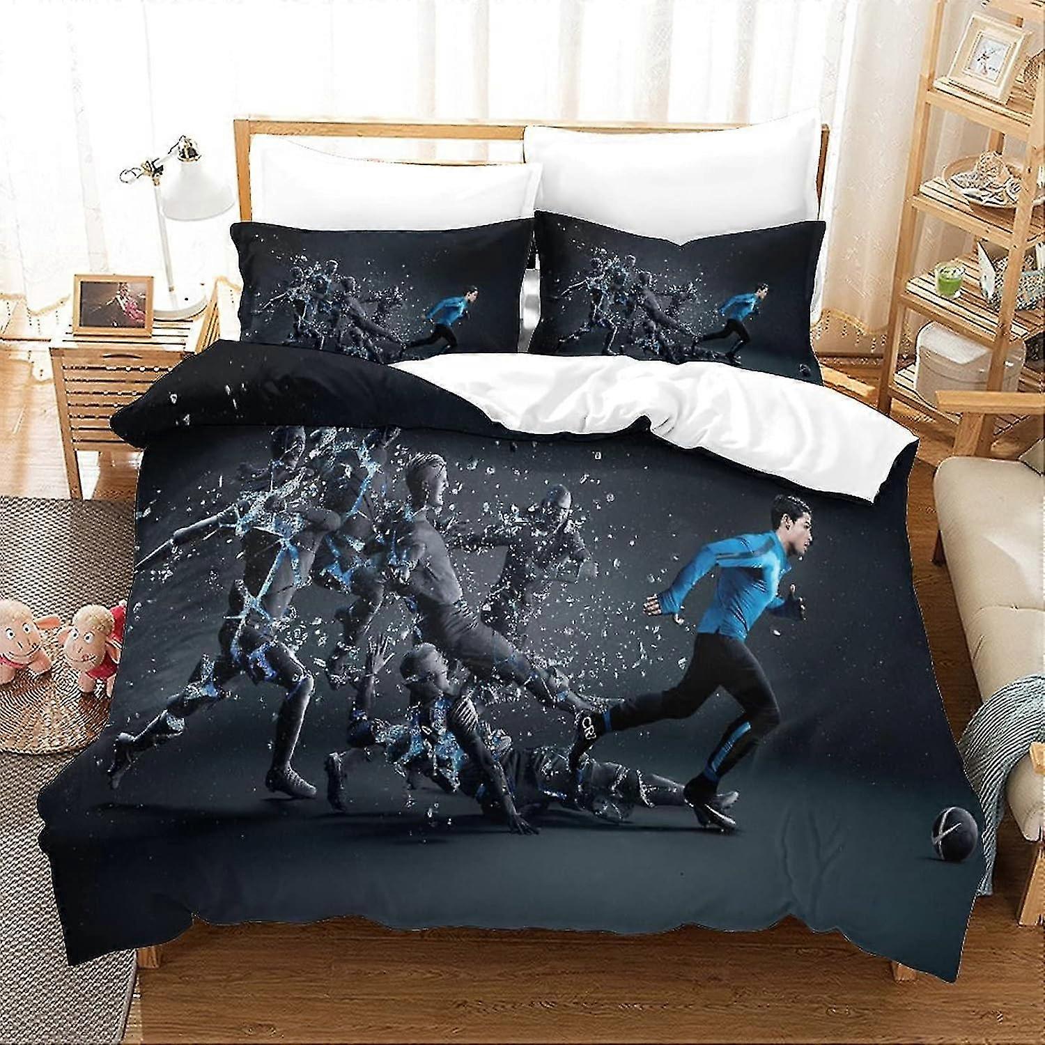 Duvet Cover Set Universe Galaxy Bedding Set for Kids Featuring a Football Star Printed Design