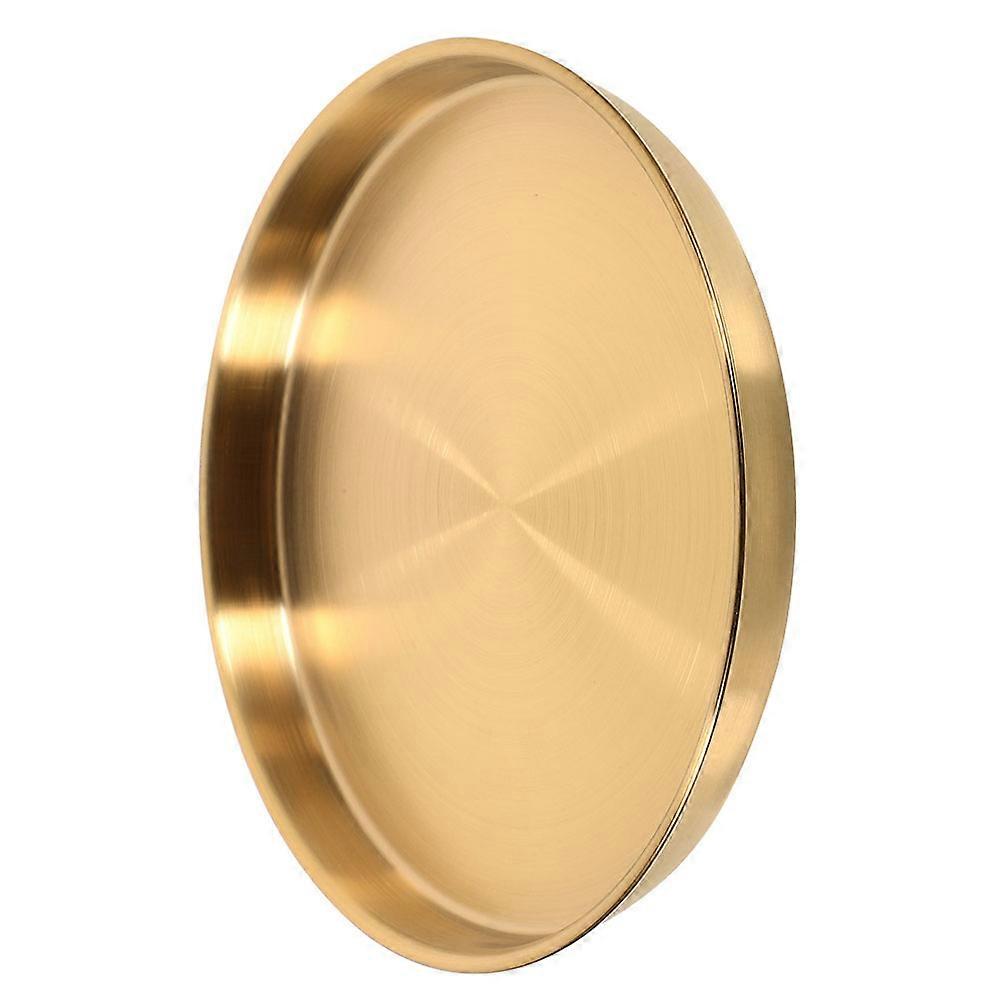 Stainless Steel Round Serving Dish with Matte Gold Finish for Sushi, Steak, and Fruits – Generous Capacity and Sturdy Design for Home and Commercial