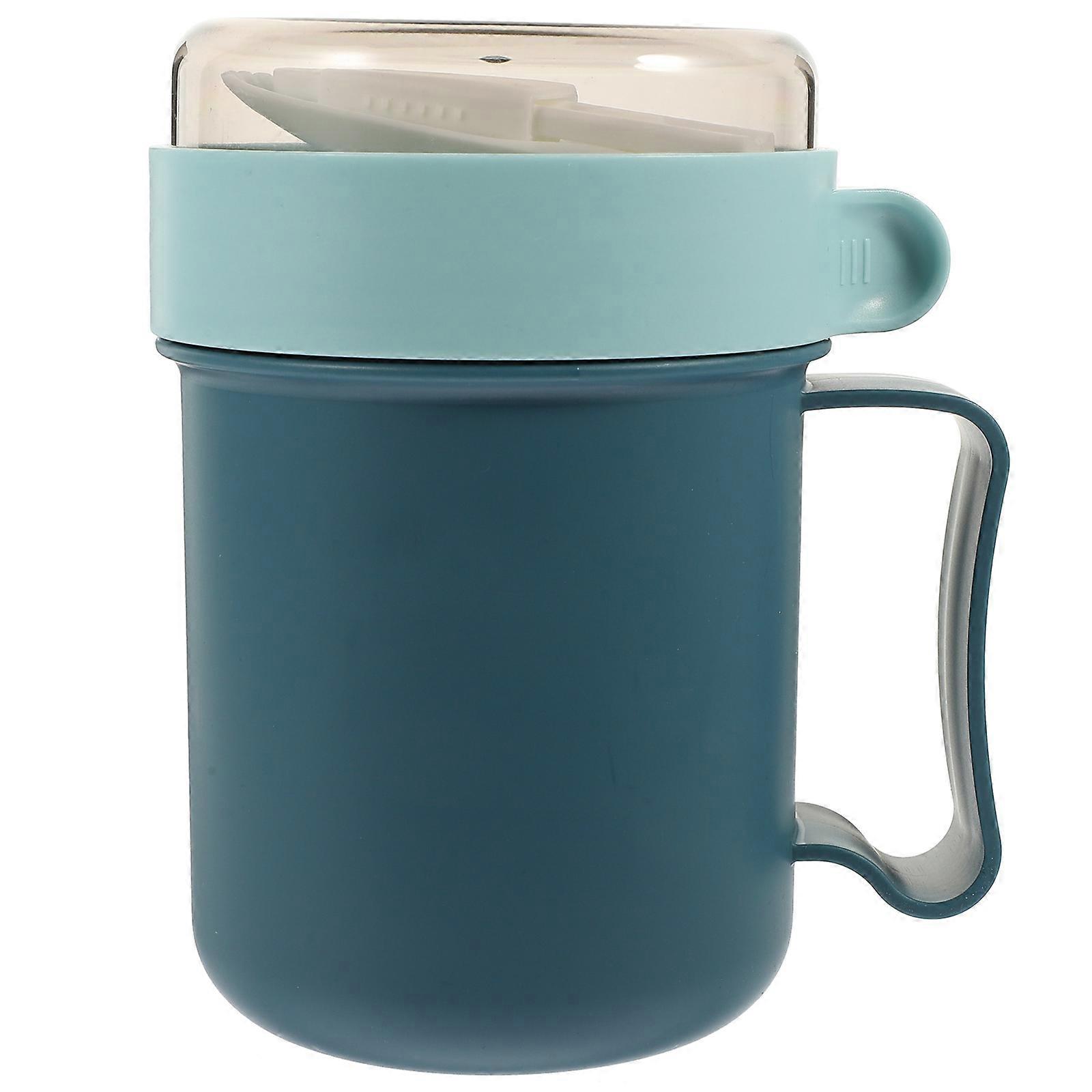 Cup For Oatmeal Breakfast Cup With Lid Spoon Portable Microwave Safe 1Set
