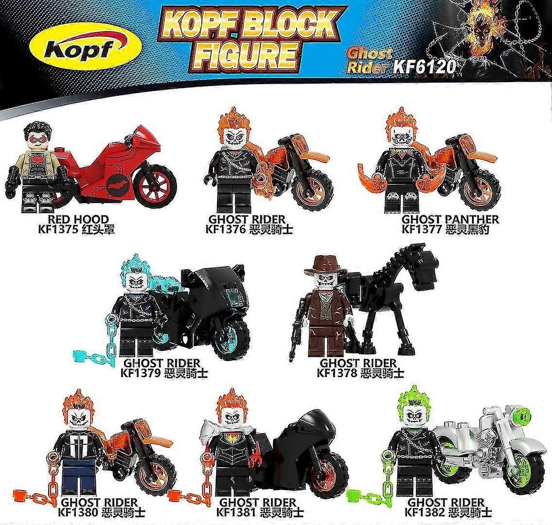 8PCS Ghost Rider Motorcycle Plastic Assembly  Building Block