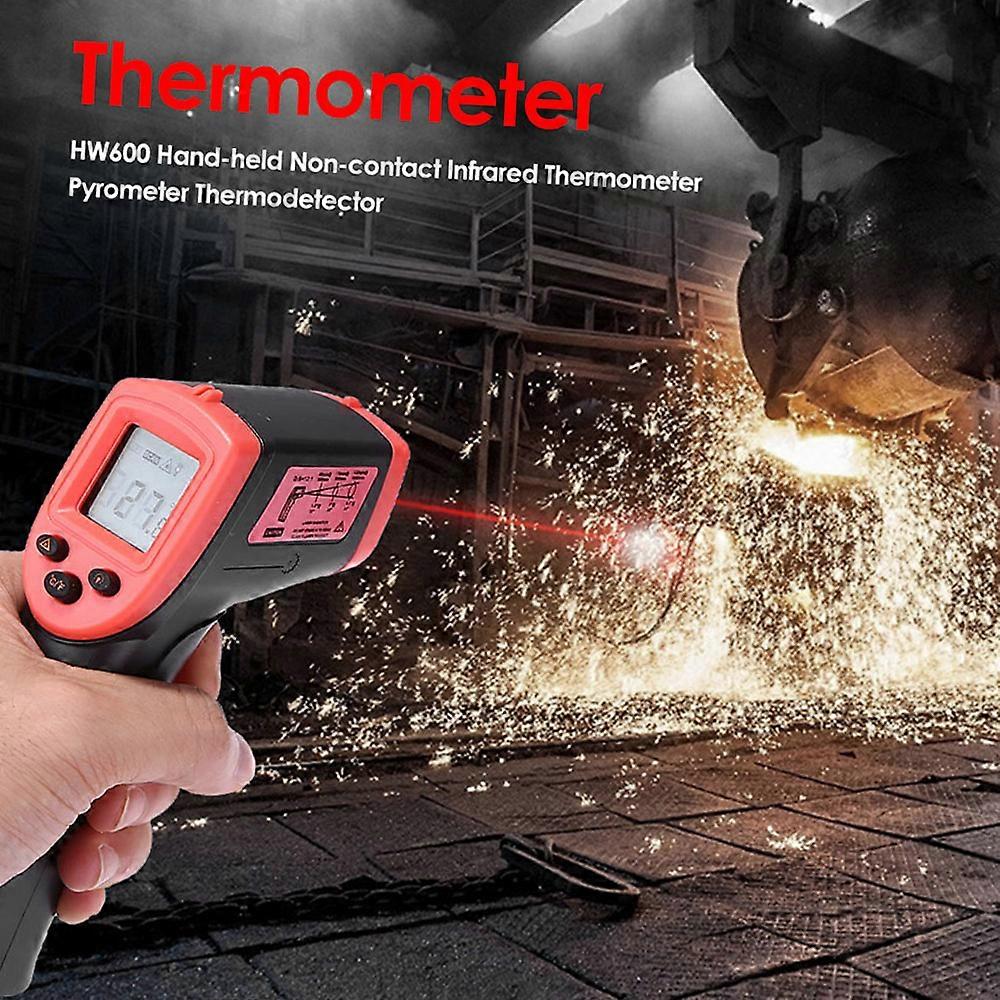 HW600 Non-contact infrared thermometer digital thermometer industrial dedicated thermometer -50°C~600°C without battery delivery red