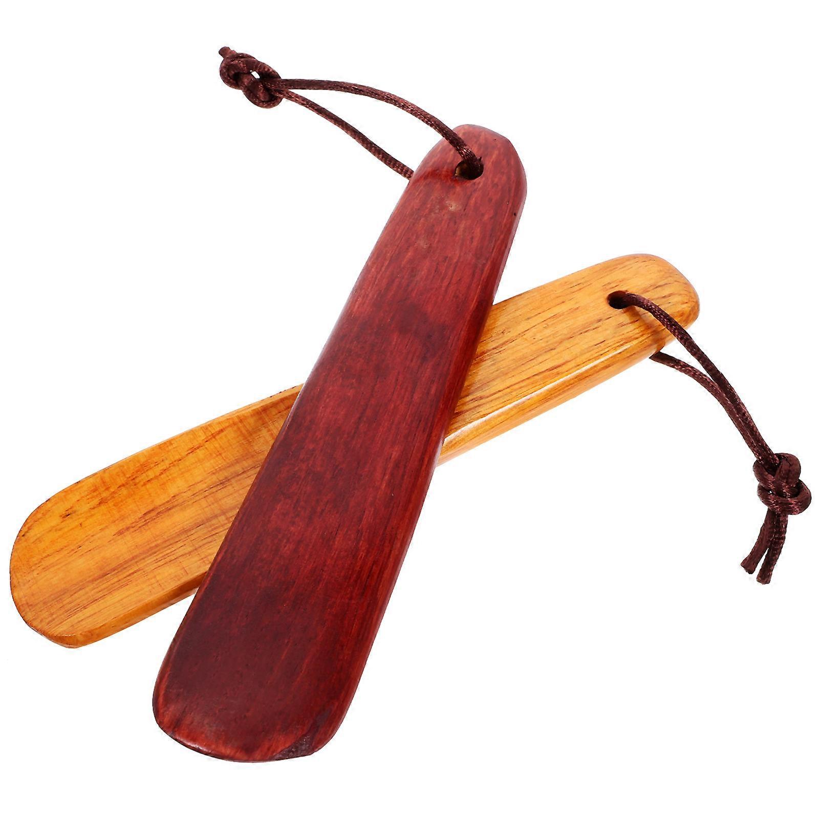 Wooden Shoe Horns 2pcs Short Shoe Lifting Tool for Pregnant Women and Elderly Durable and Easy to Use at Home or Hotel