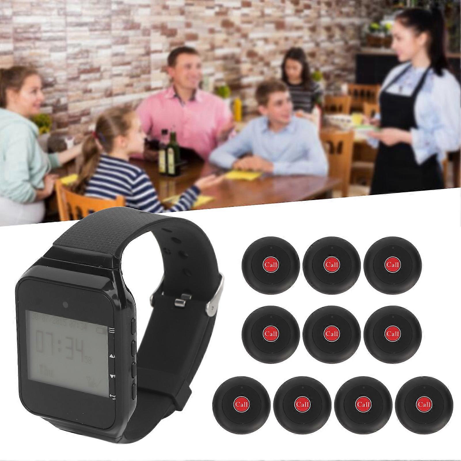 Wireless Caregiver Watch 1 to 10 RF Technology Removable Rechargeable Battery Time Display Wireless Calling System for Clubs 