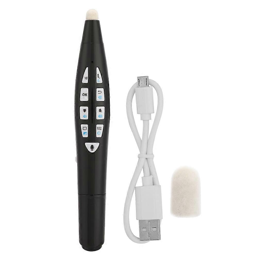 2.4GHz PPT Flip Pen Optical Pen Mouse Teaching Tool with Microphone Voice Function Black/Silver