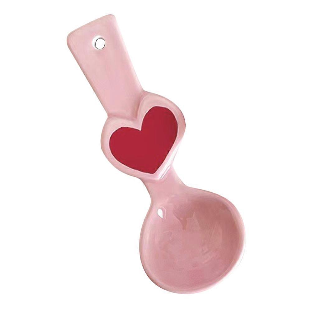 Heart Shaped Ceramic Spoon for Dessert, Soup, Ramen, Ice Cream, Porridge, and Sauces – Comfortable, Easy to Clean, Party Friendly Design