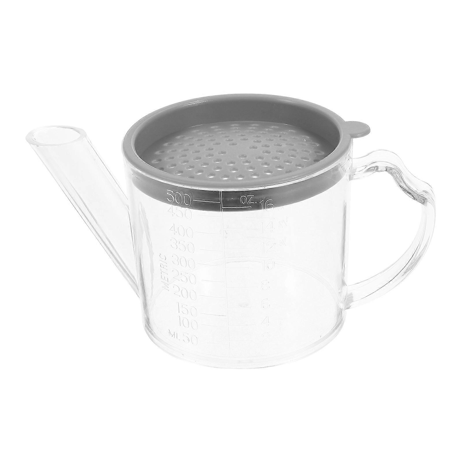 It sounds like you're referring to a **used oil storage container with a strainer or grease filter**, specifically one that's **transparent**, has
