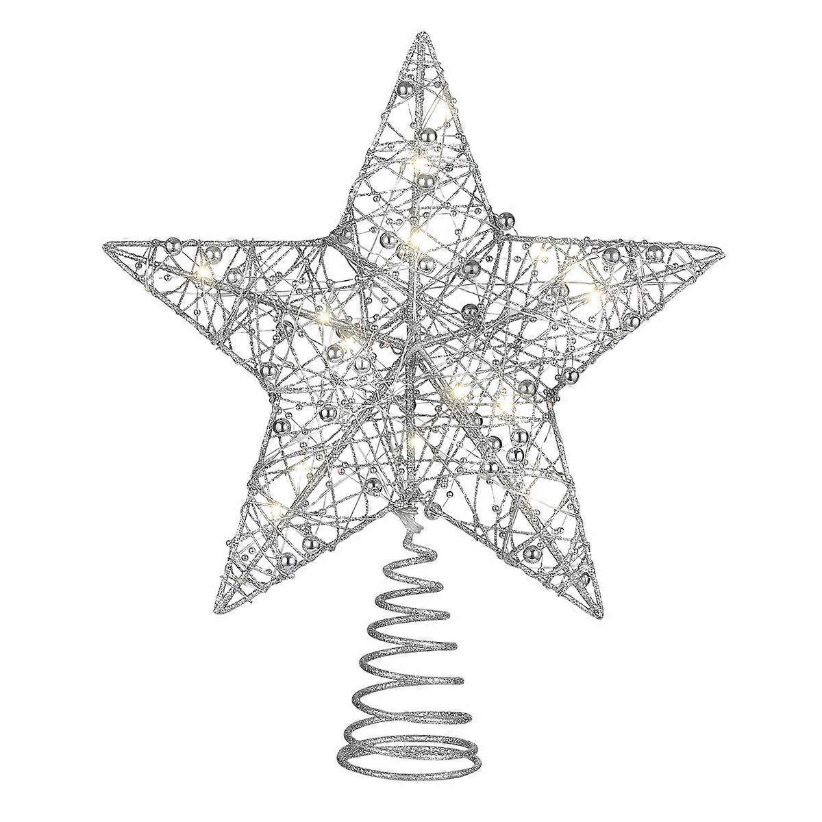 Lighted Tree Star In Silver Spring Base Design For Family And Friends 25x30cm 1Pcs